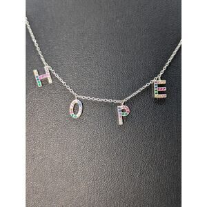 925 Sterling Silver Multi-Gemstone 'HOPE' 17"-19" Necklace